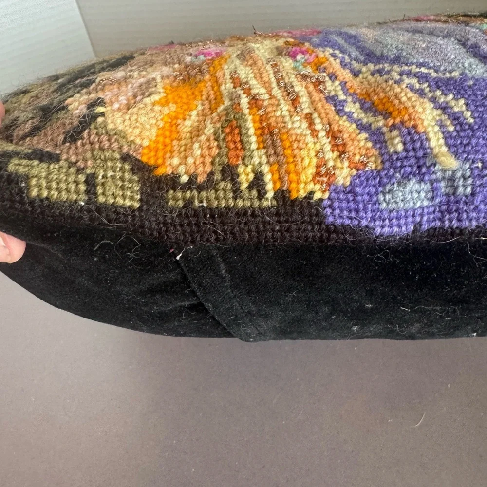 Floral Needlepoint Accent Pillow